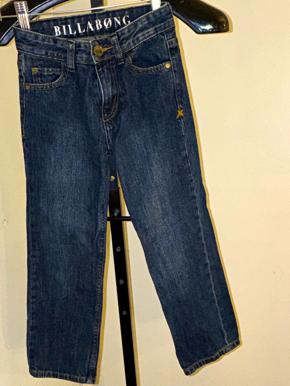 Billabong The Point Boys Relaxed Straight Jeans 6/L Blue Denim Adj Waist